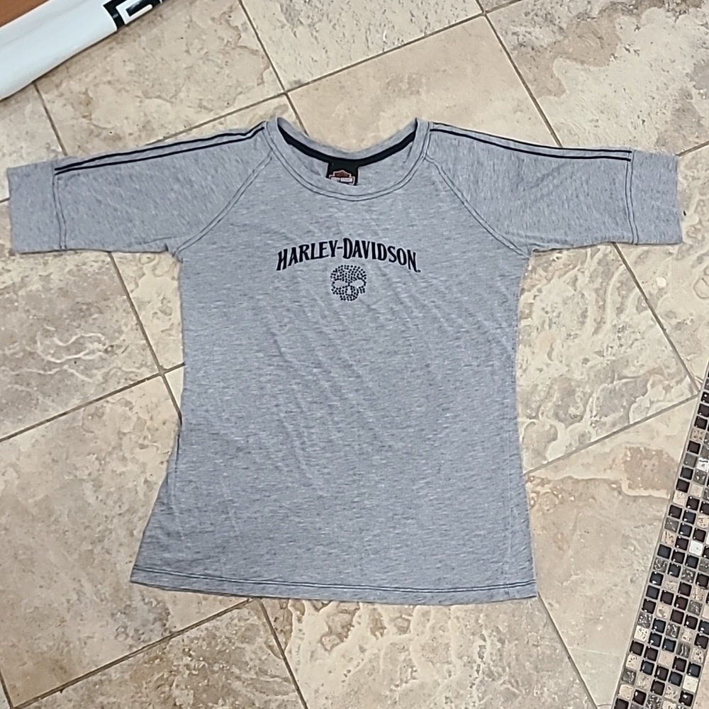 Harley-Davidson Women Long Sleeve Gray Tee